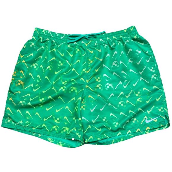 Nike Swim Trunks Mens 2XL Digi Swoosh Ombre Electric Algae Green Neon Retro 80s - Picture 2 of 8